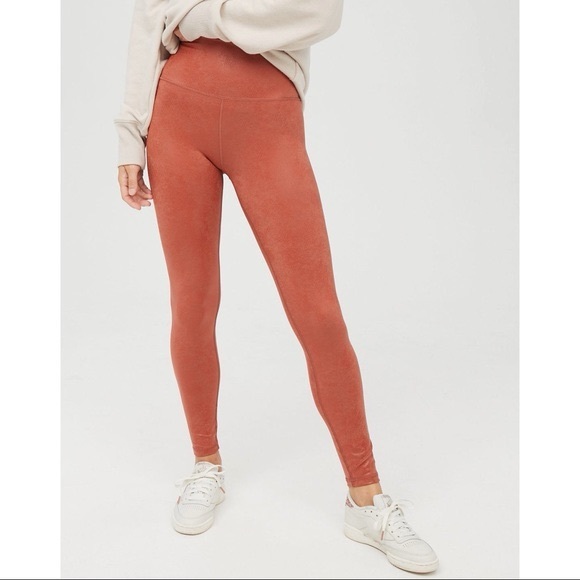 aerie Pants - Aerie offline crackle Rust Orange High-Waisted Leggings